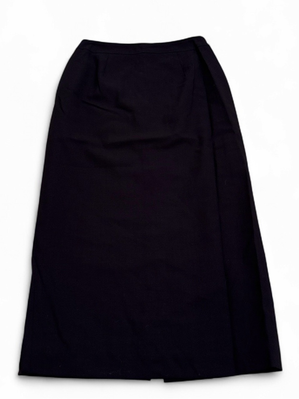 Vintage 90s straight black midi skirt with slit
